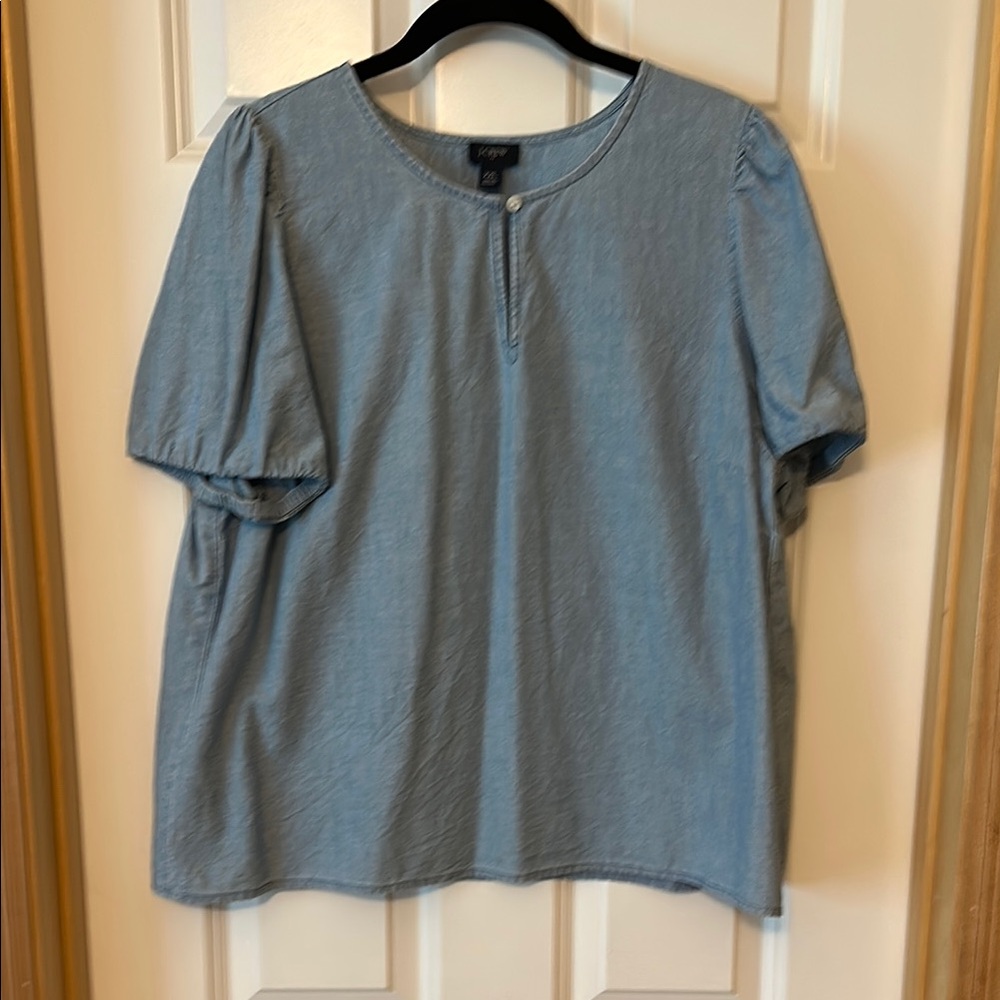J. Crew Blue Puff Sleeve Blouse